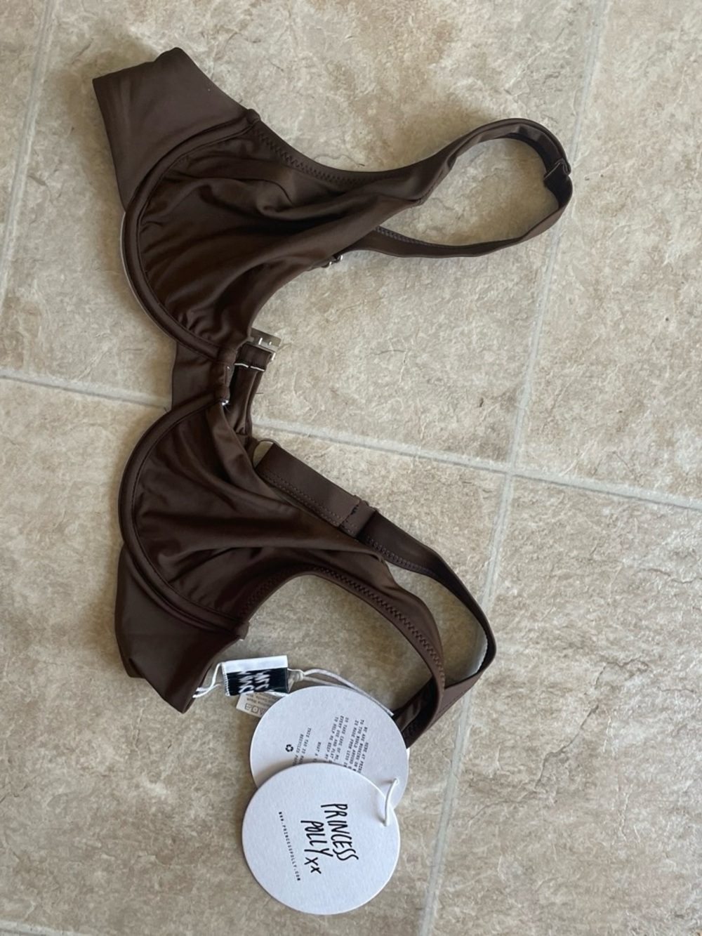 NWT Princess Polly Brown Underwire Bikini Top Size 8